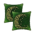 thumbnail image 1 of Housses de Coussins Décoratives en Velours, Ensemble de 2, Housse de Coussin Carrée Douce avec Fermeture Éclair Invisible, Impression Abstraite Verte Lune Étoiles, 20"x20 Pouces, 1 of 6