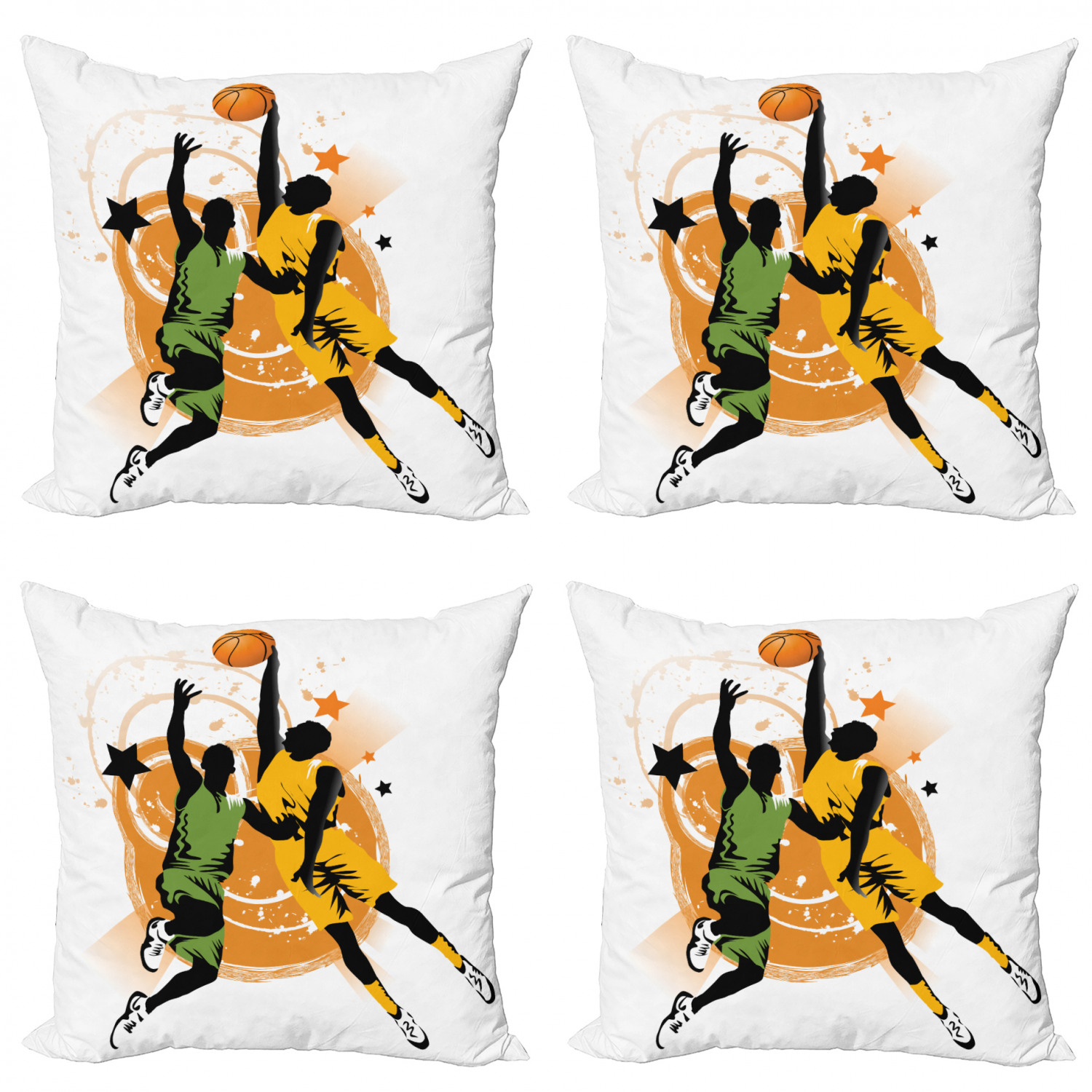 Basketball Throw Pillow Cushion Case Pack of 4, Image of 2 Basketball