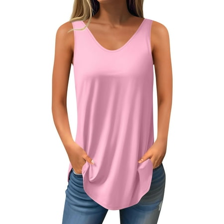 Corset Tops For Women  V Neck Casual Sleeveless Camisole Blouses Comfort Colors Basic Loose Fit Tank Tops Womens Spring Tee Shirts Animal Print Tops Women Black Tops Denim (3XL  Pink) ZMTing