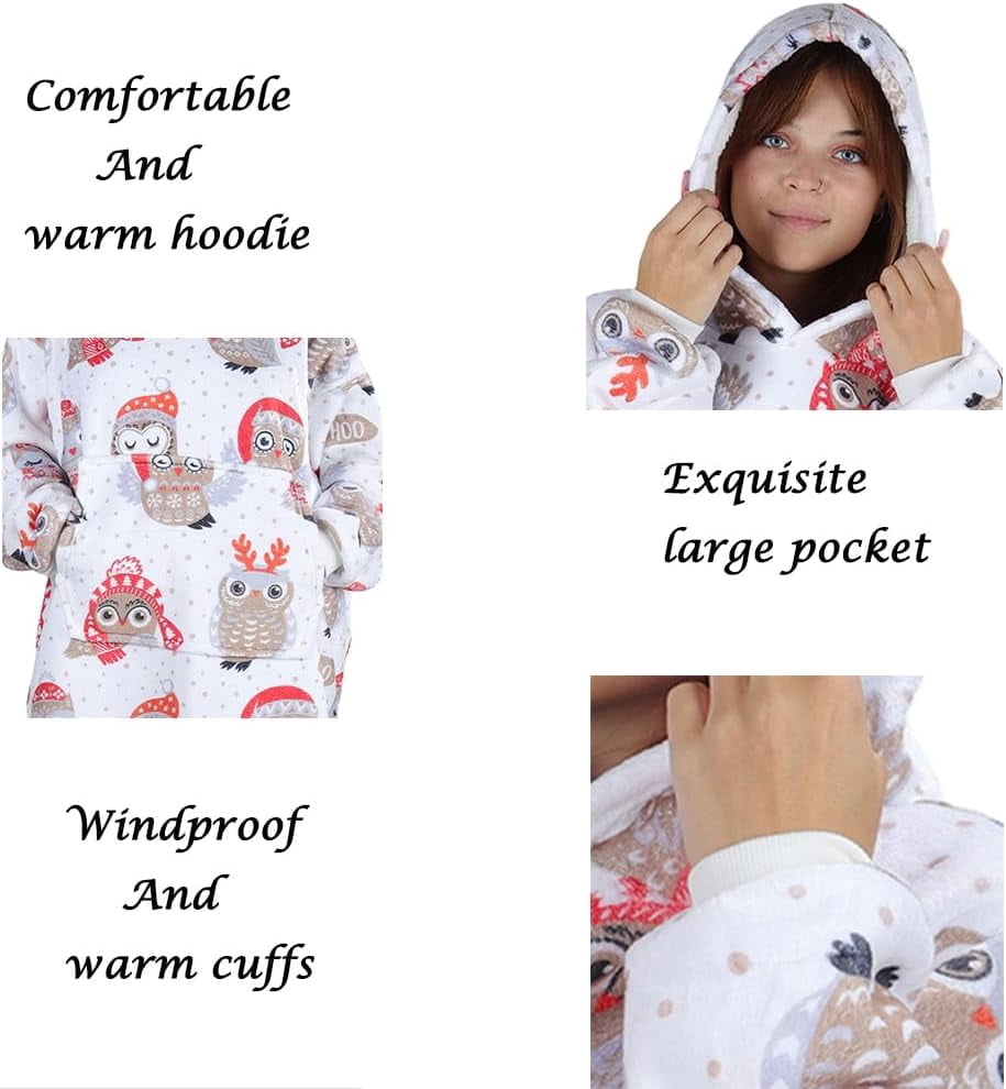 Moderong Wearable Blanket Hoodie, Oversized Flannel Comfy Sweatshirt for Adults,Warm Cozy Hooded Body Blanket