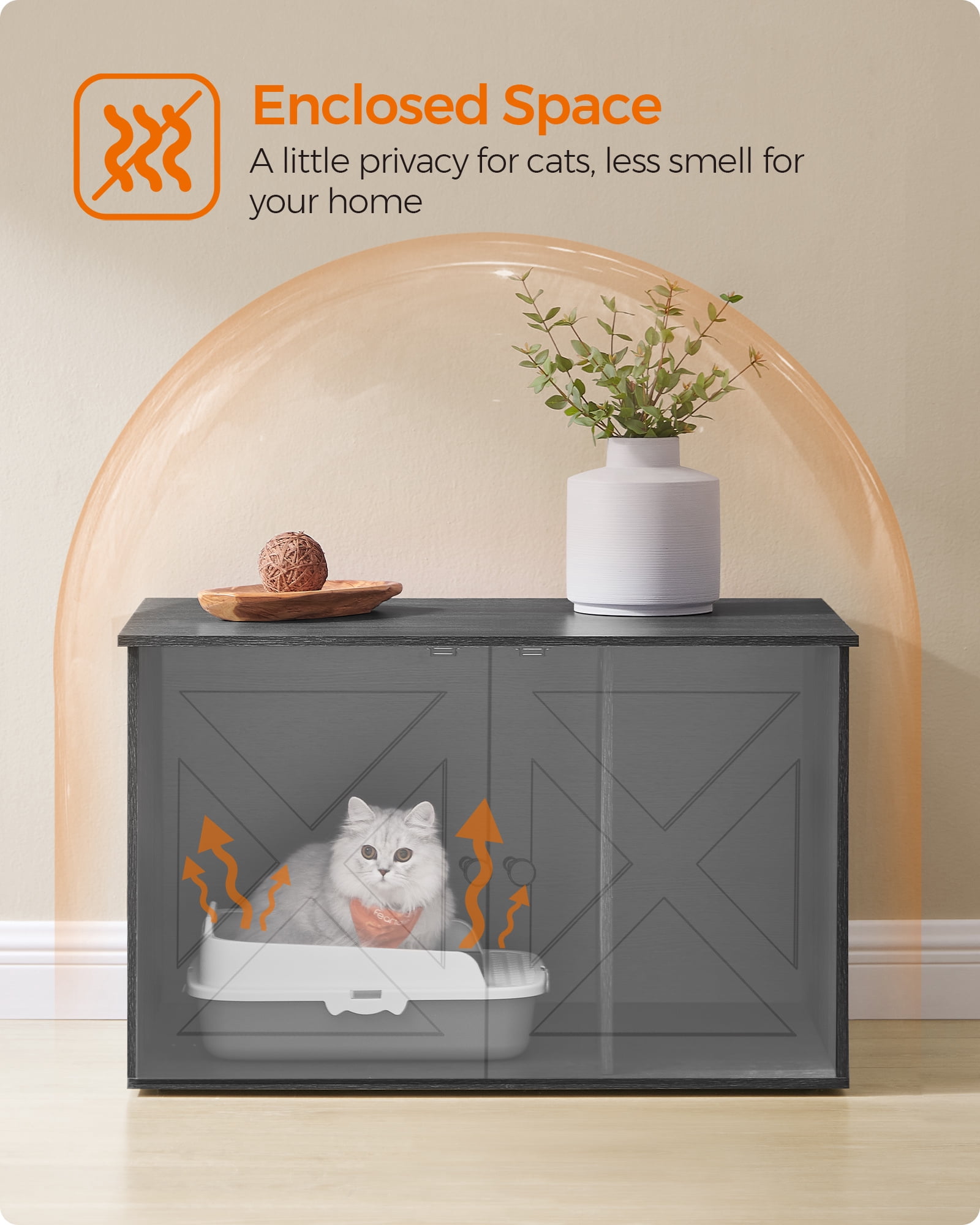 Hidden Cat Litter Box Enclosure Furniture Large Multi-Functional Cat Litter Box Washroom with Removable Divider Black