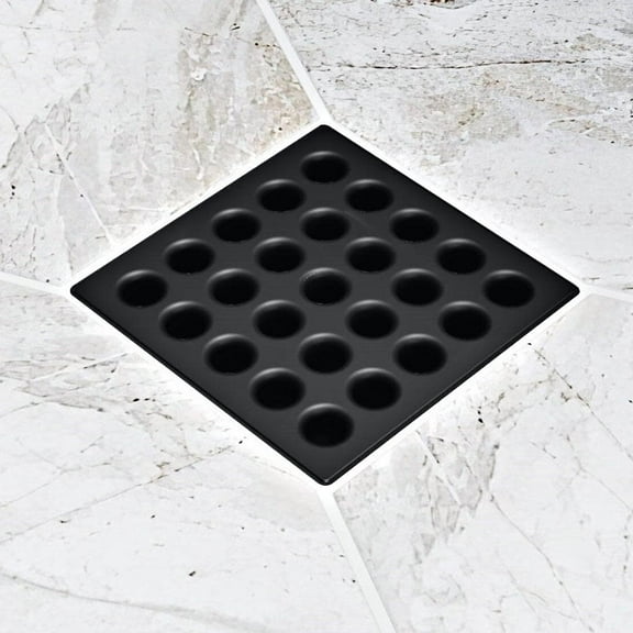 Ebbe Square Shower Drain Grate Stainless Steel Matte Black PVD