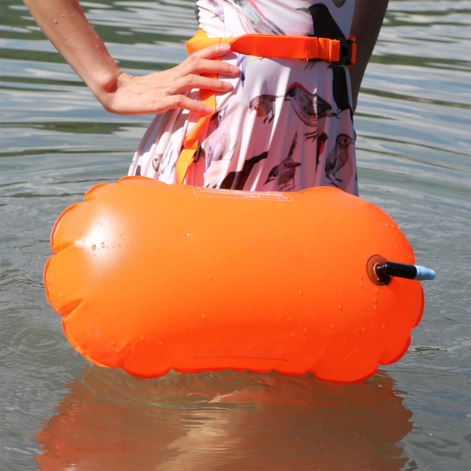 Safety Swim Buoy Tow Float Inflated Airbag Swimming Flotation Aid for Open Water 