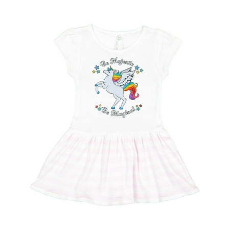 

Inktastic Be Majestic Be Magical-Rainbow Unicorn Gift Toddler Girl Dress