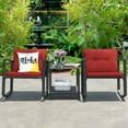thumbnail image 2 of Patiojoy 3 PCS Patio Rattan Wicker Chair Table Set Wicker Rattan Furniture Red, 2 of 6