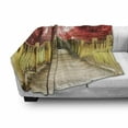 thumbnail image 3 of Autumn Soft Flannel Fleece Throw Blanket, Abstract Vinous Tones Forest with Wooden Pier Walkway and Stairs, Cozy Plush for Indoor and Outdoor Use, 50" x 60", Vermilion and Pale Brown, by Ambesonne, 3 of 6