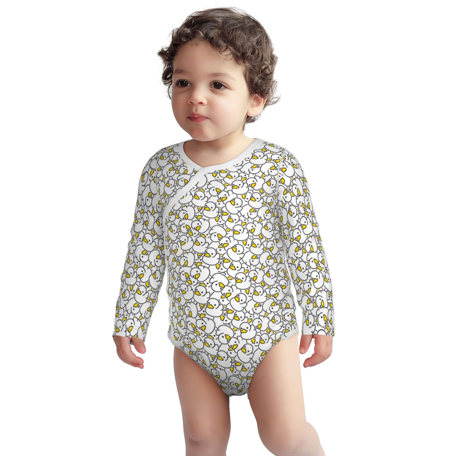Xecao Ducky Print Baby unisex-baby Cotton Long-sleeve Bodysuits-3 Months
