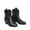 BLACK, variant on Women's Western Cowgirl Cowboy Ankle Boots Low chunky Heel Round Toe Short Booties Shoes