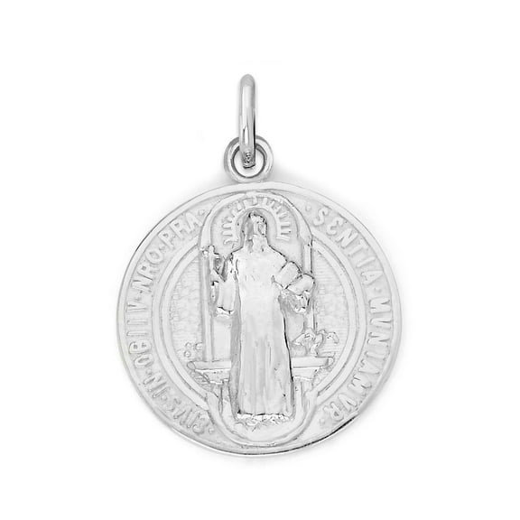 925 Sterling Silver Saint Benedict Double Sided Medallion Charm, Silver San Benito Medal Charm for Charm Bracelet