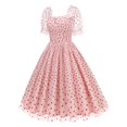 thumbnail image 2 of Sexy Vestido Casual para las Mujeres, Moda Polka Dot Encaje Cuello Grande Hinchado para Fiesta, Fecha Y Verano, 2 of 9