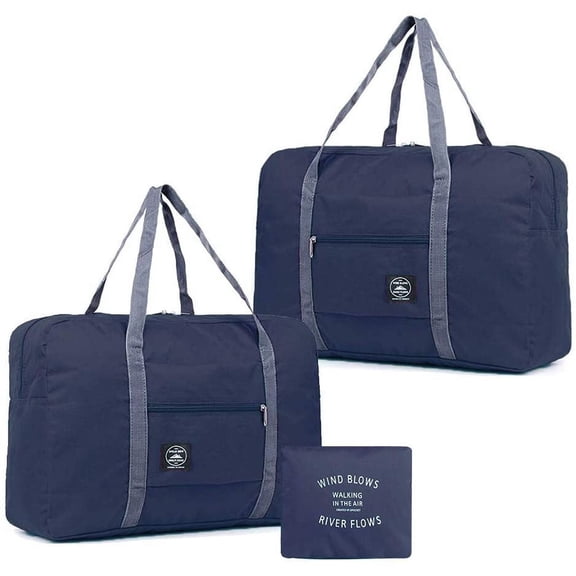 2 Pack Foldable Travel Duffel Bag, Lightweight Carry On Luggage Bag for Women and Men, Waterproof Multipurpose Sport Duffle for Sports, Gym, Vacation