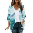 thumbnail image 2 of Sakmal Coats for Women Plus Size Lightweight Cover-Up Elbow-Length Tie Dye Cardigan Loose Fit Chiffon Womens Jacket, 2 of 5