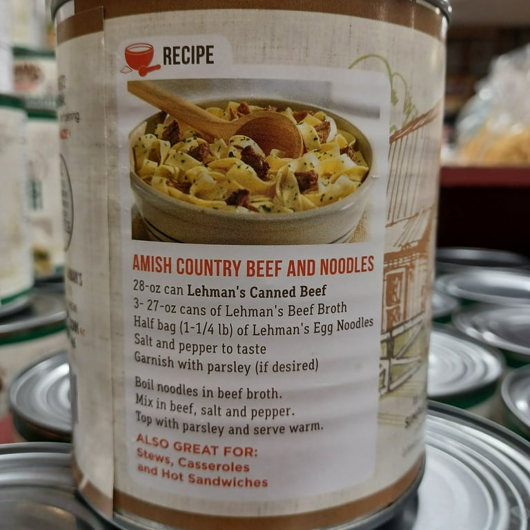 Lehman's All Natural Canned Meat, USA Made Ready to Eat for Everyday, Camping or Emergencies, 14.5 oz each, Pack of 3, Beef