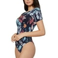 thumbnail image 2 of Balery Flowers ad Butterflies Women's Short Sleevee Crew Neck Bodysuit Tops Short Sleeve Tops Basic-X-Large, 2 of 9
