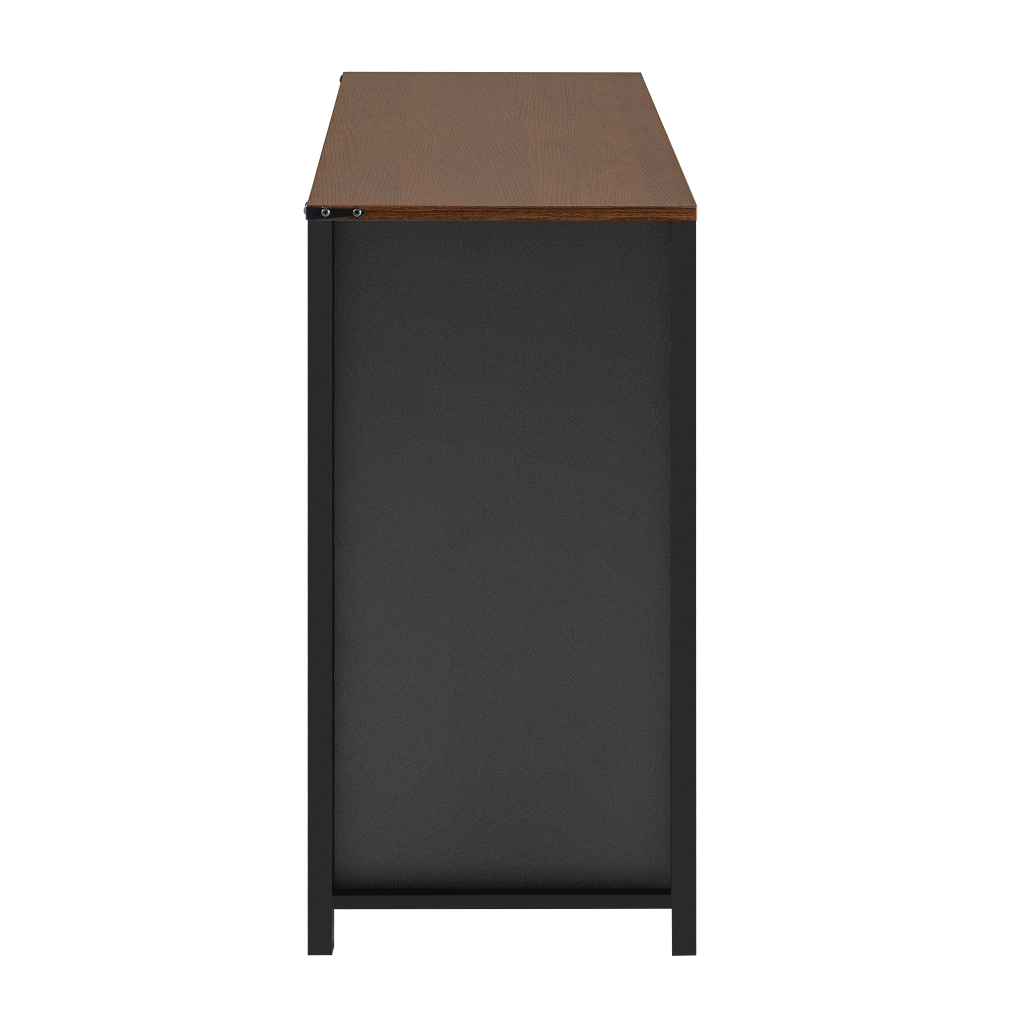 Euroco 59" Buffet Cabinet with Storage, Farmhouse Sideboard Cabinet with Sliding Barn Door and Open Storage Shelf,Wood Coffee Bar Table for Kitchen, Dining Room,Black