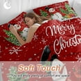 thumbnail image 4 of Winter Snowman Bedding Duvet Cover Set Full Size 4 Pieces Merry Christmas Xmas Tree Elk Red Wood Grain Bedding Set with Zipper Closure, 1 Comforter Cover 86x86 Inches 1 Flat Sheet & 2 Pillow Cases, 4 of 7