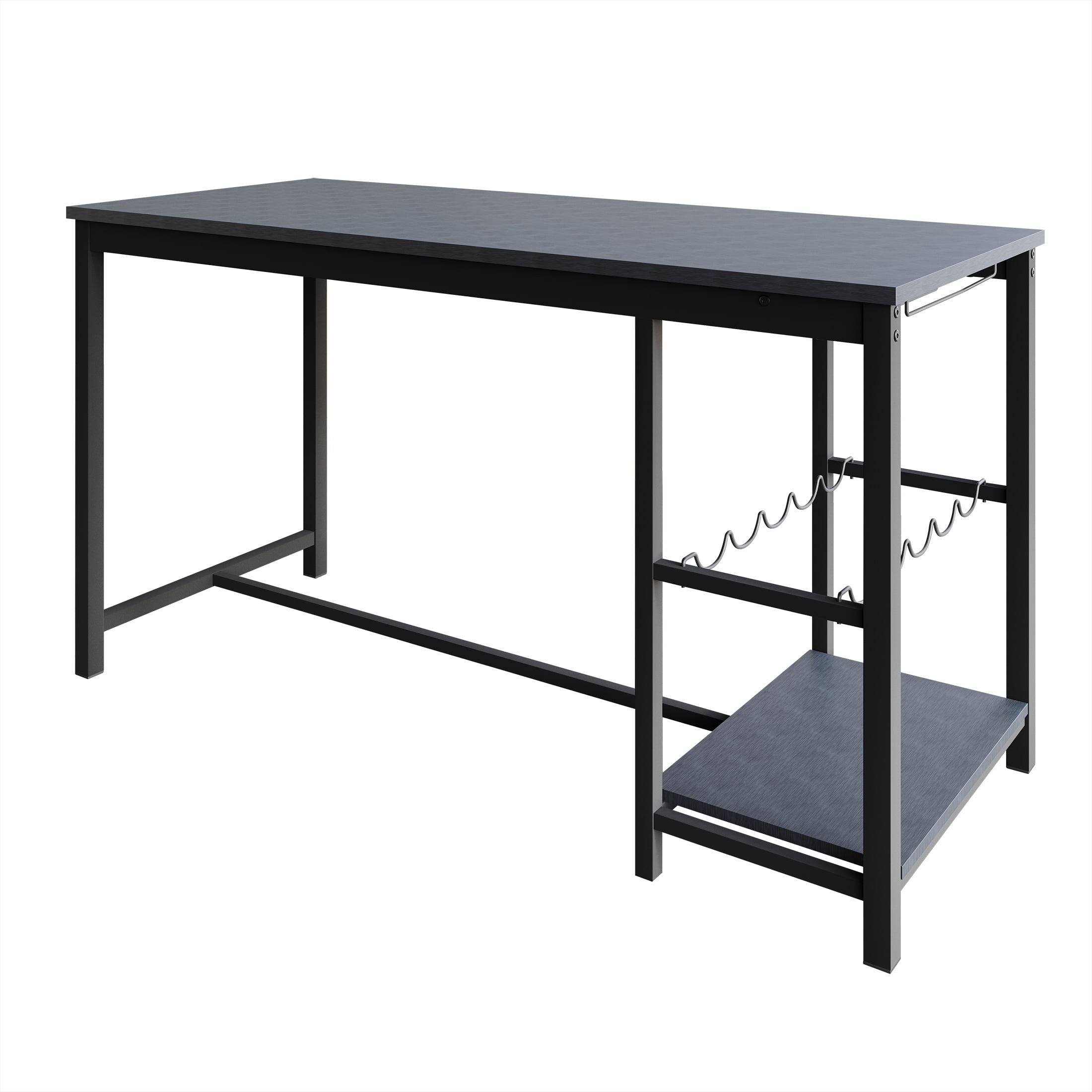 Castle Place 3-Piece Metal Dining Set with Integrated Wine Rack and Shelving, Black