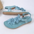 thumbnail image 4 of Domuza Women's Floral Thong Sandals, Elastic Ankle Strap Comfortable Non-Slip Flat Shoes for Summer Casual Wear Blue 7.5（EU-39）, 4 of 6