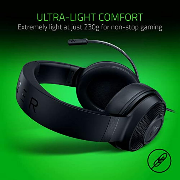 Razer Kraken X Lite Ultralight Gaming Headset: 7.1 Surround Sound -  Lightweight Aluminum Frame - Bendable Cardioid Microphone - For Pc, Ps4,  Ps5, Switch, Xbox One, Xbox Series X & S, Mobile - Black 