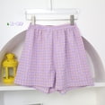 thumbnail image 3 of Pantalones cortos para mujer, con cuadros florales, cintura alta, pierna ancha, holgados, de algodón suave, informales, deportivos, de moda, para verano, 2023, 3 of 5