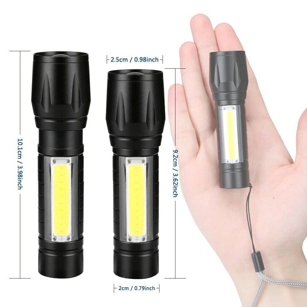 USB Wiederaufladbar COB+LED Taschenlampe Flash-light Fokus Hand-lampe 18650 