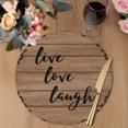 thumbnail image 3 of Vintage Boho Round 13 Inch Placemats Set of 2, Farmhouse Retro Brown Wooden Grain HeatResistant Non Slip Place Mats for Dining Table, Wipeable Braided Kitchen Table Mats for Housewarming, 3 of 9