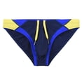 thumbnail image 2 of TANBOM Men's Sexy Polyamide Triangle Swim Trunks Bulge Enhancing Adjustable Drawstring Dark Blue M, 2 of 6