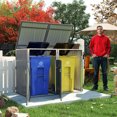 thumbnail image 2 of Outdoor Trash Can Storage Shed, 54 Cu.Ft Outside Garbage Can Storage Shed, Waterproof Horizontal Storage Cabinet, Bicycle Sheds & Outdoor Storage Clearance, Light Grey, 2 of 7