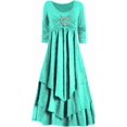 thumbnail image 4 of Robes de Printemps pour Femmes Décontractées Manches 3/4 Longue Robe Évasée Basique Plage Vacances Travail Maxi Robe 2025, 4 of 4