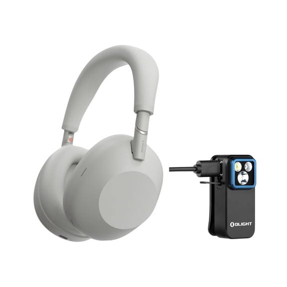 Sony WH-1000XM6 Wireless Noise-Canceling Headphones (Silver) Bundle with Rechargeable Clip-On Light (2 Items)