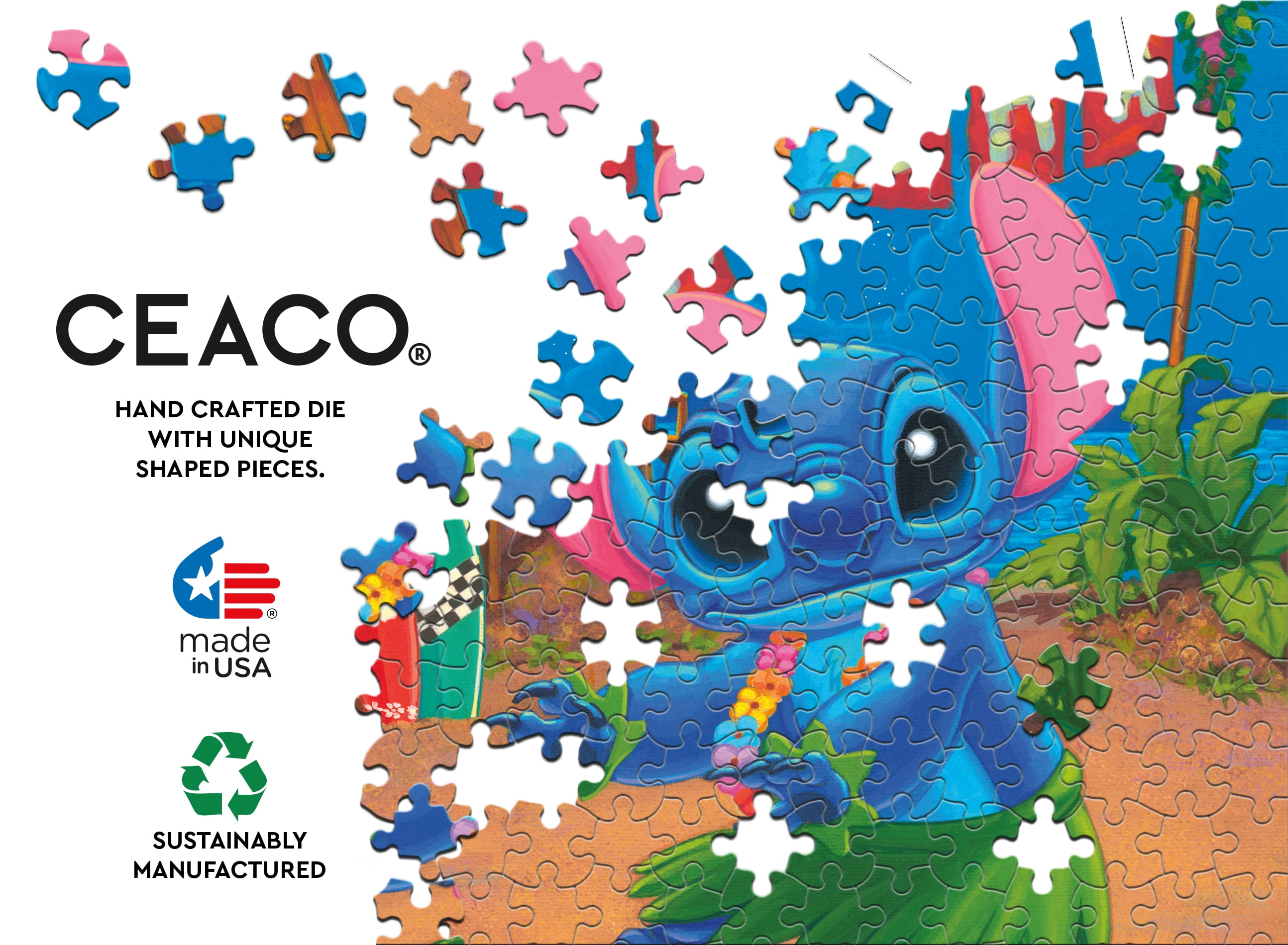 Ceaco Disney Lilo and Stitch Three Interlocking Jigsaw Puzzles 