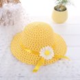 thumbnail image 2 of Huowey Baby Sun Hats Flower Summer Straw Hat Wide Brim Floppy Beach Sun Visor Outdoor Adjustable For Children Cap,Yellow,One Size, 2 of 3