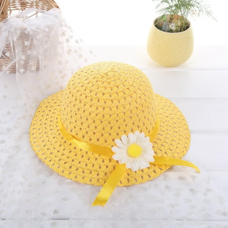 

Cathalem Floppy Hat Big Floral Flower Kids Visor Sun Baby Girl Hat Summer Beach Hats Straw Kids Hat Chaos Kids Hat Hat Yellow One Size
