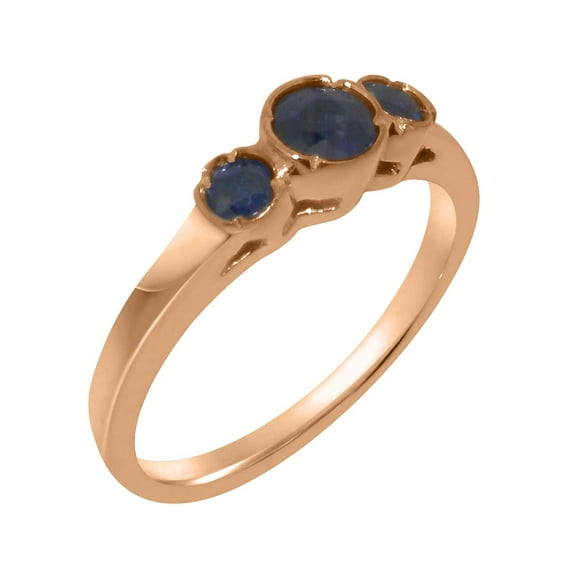 LBG British Made 9k Rose Gold Natural Sapphire Womens Promise Ring - 33 size options - Size 7