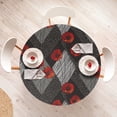 thumbnail image 4 of Ambesonne Poppy Fitted Round Tablecloth, Boho Abstract Flowers Neutral, 36"- 40" Diameter, Dark Coral Pale Grey, 4 of 5
