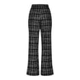 thumbnail image 4 of Lenpel Women's Plus Size Work Pants High Waisted Pull on Plaid Flare Wide Leg Pants Bootcut Business Casual Trousers(Black,X-Large), 4 of 7