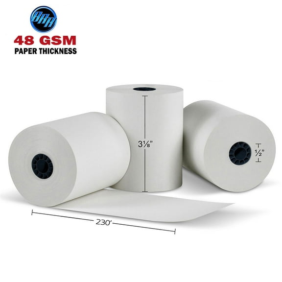 3 1/8 in  x 230 ft Thermal Paper White Receipt Rolls for Spectra 1000 - 50 Premium Rolls in a Box