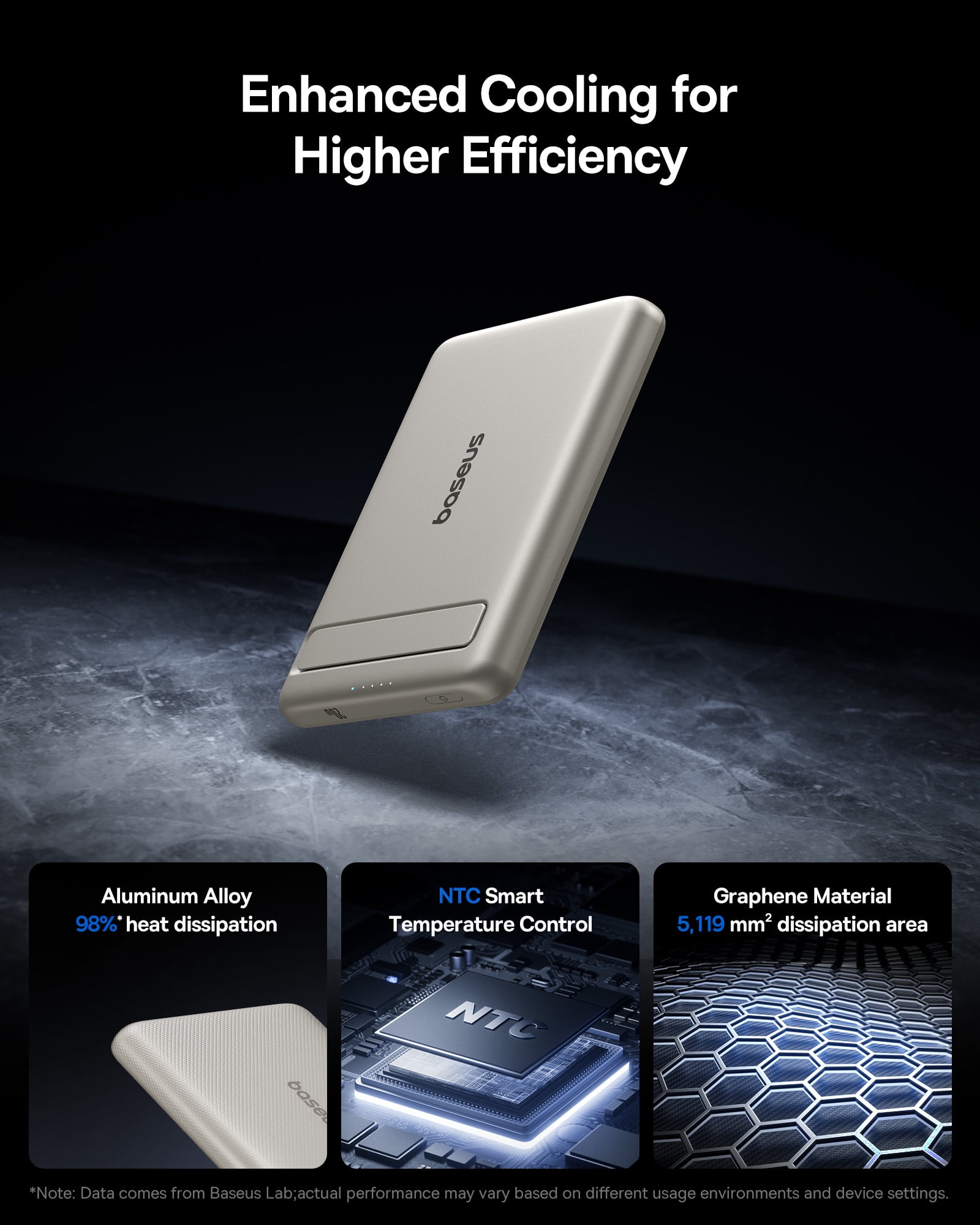 Baseus PicoGo Ultra-Slim Magnetic Power Bank 5000mAh 15W , Portable MagSafe Battery Pack with Foldable Stand, Qi2 Certified 15W Wireless Fast Charger for iPhone 17/16/15/14/13 Series