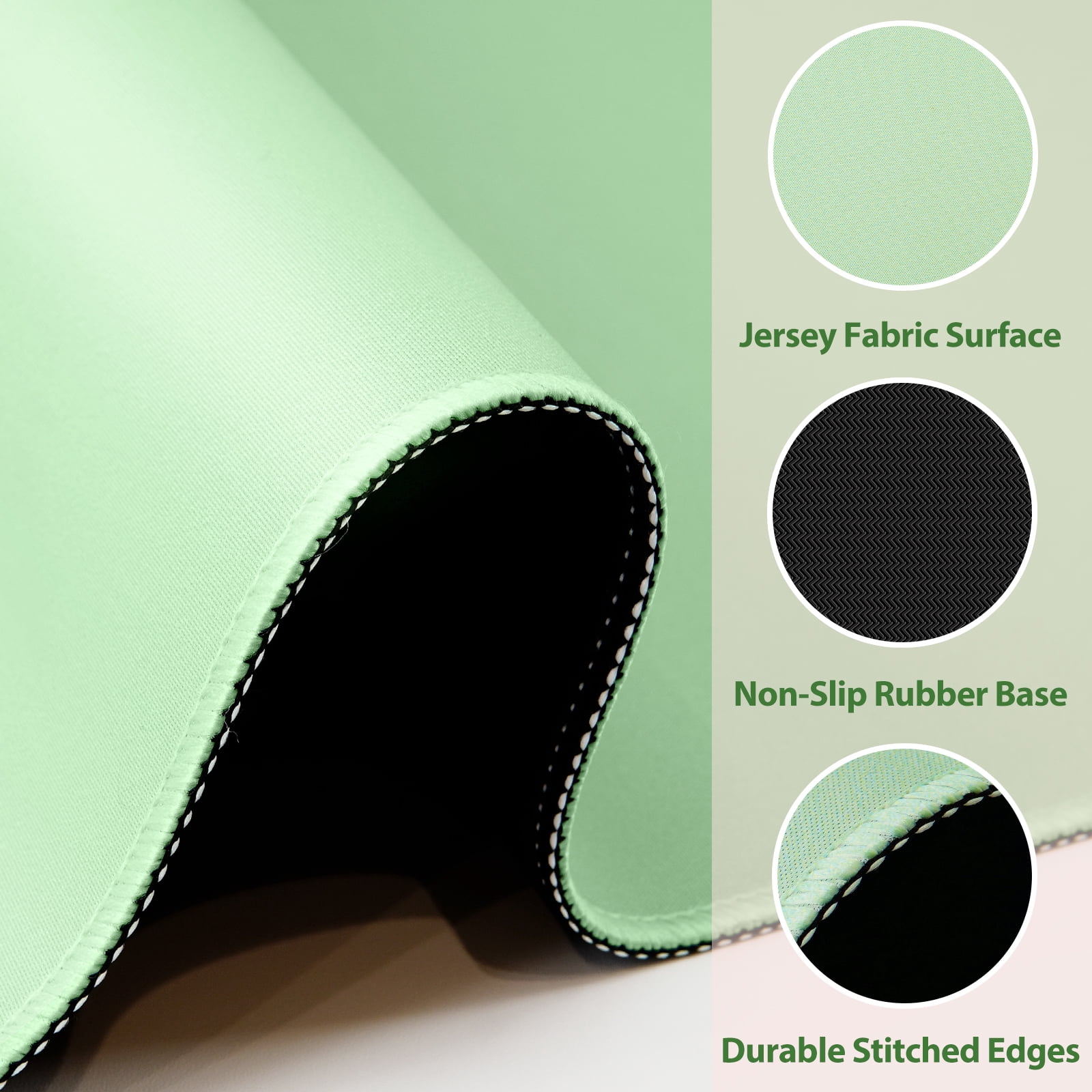 Soothing Mahjong Mat with Carrying Bag, Macaron Green Noise Reducing Anti-Slip Pad for Game Nights, Premium Velvet Bag for Cards & Board Games