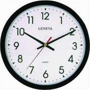Geneva 14 Inch Quartz Analog Wall Clock, Black