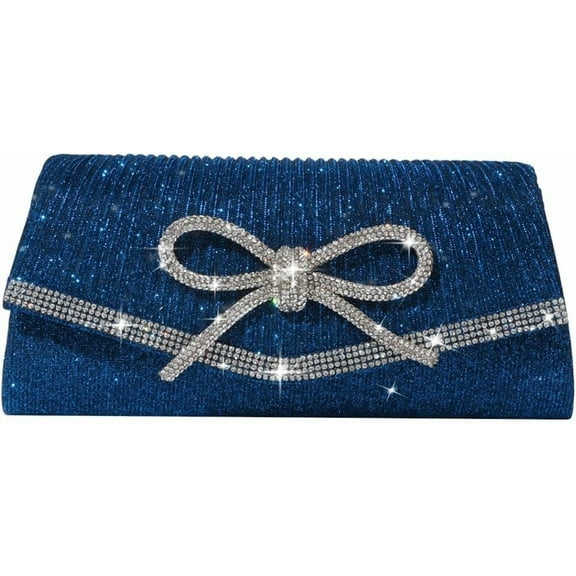 Bow Evening Bag Sparkly Clutch Purses for Women Wedding Glitter Rhinestone Party Prom Purse Dressy Clutch Bags