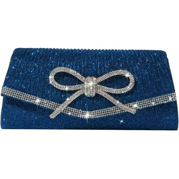 Bow Evening Bag Sparkly Clutch Purses for Women Wedding Glitter Rhinestone Party Prom Purse Dressy Clutch Bags