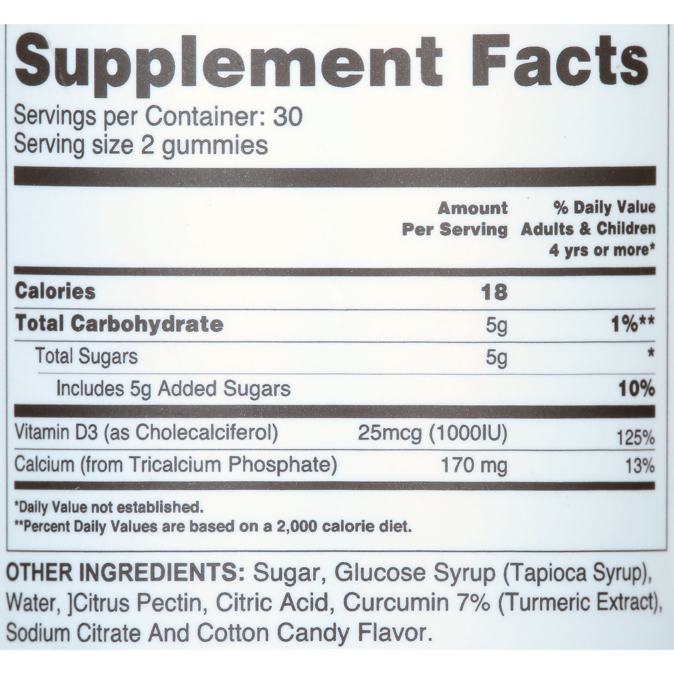(2 pack) Okay Pure Naturals Calcium Gummies with Vitamin D3 for Bone Health and Immune Support, Cotton Candy Flavor, 60 Count