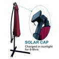 thumbnail image 4 of Patio Offset Hanging Umbrella, 10ft Solar Power Outdoor Cantilever Umbrella, with Cross & Crank Base, 24 LED Solar Powered Lights, Patio Outdoor Umbrella for Garden Deck Backyard Pool, Burgundy, D101, 4 of 8