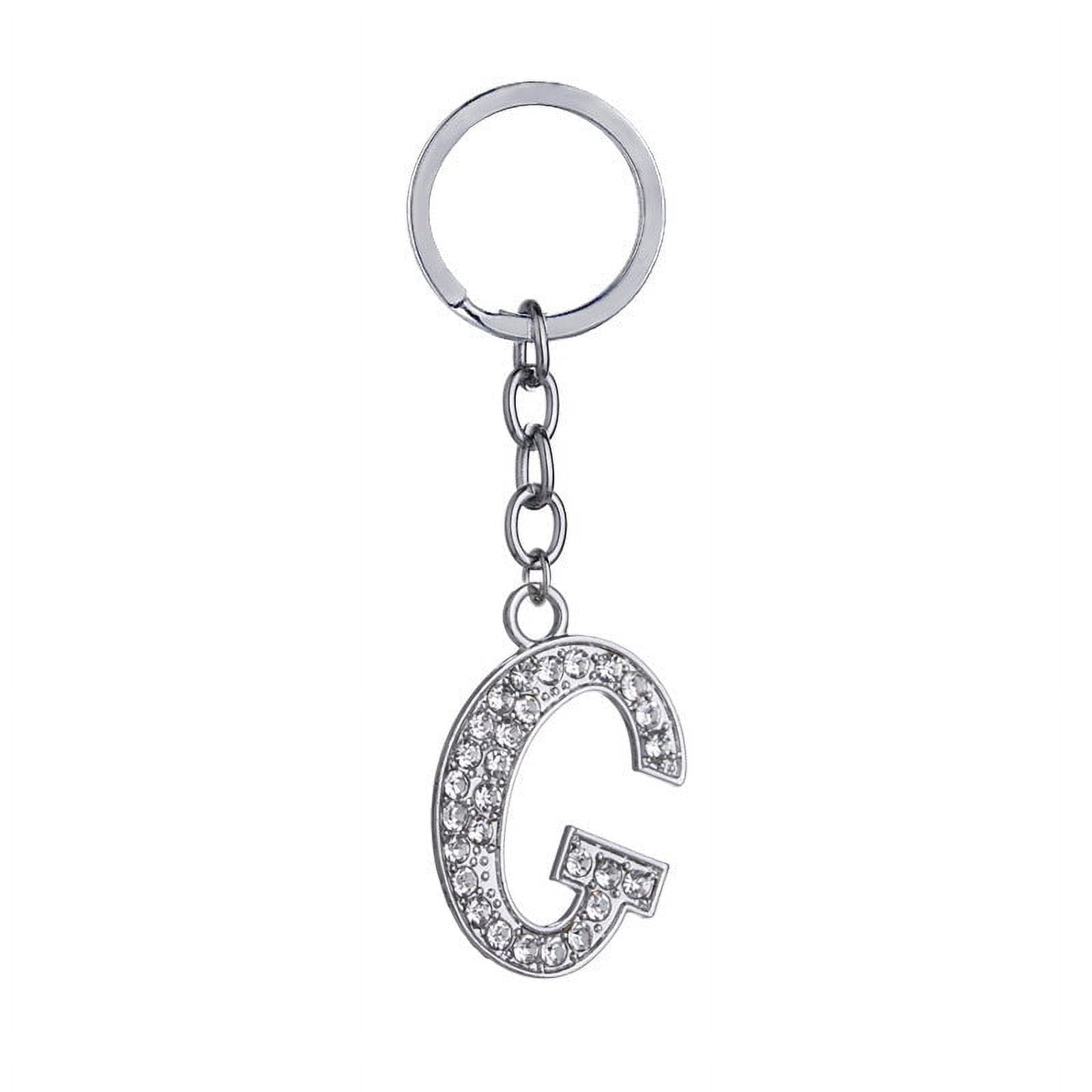Unisex Keychain Zinc Alloy Diamond Letter Pendant Creative Heart Shaped Metal Key Ring Individually Packed Key