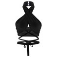 thumbnail image 4 of Honeeladyy Summer Sales Crisscross Cut Out Vest for Women Sexy Halter Wrap Bandage Self Tie Crop Tops Backless Sleeveless Summer Tank Tops Black, 4 of 6