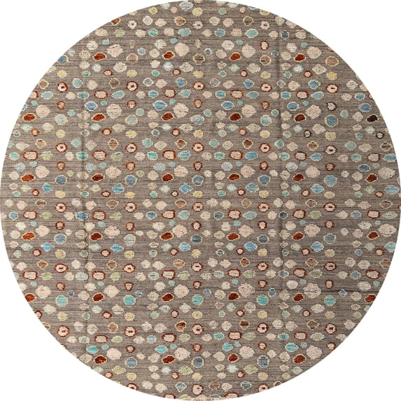 Ahgly Company Indoor Round Abstract Light French Beige Brown Abstract Area Rugs, 8' Round
