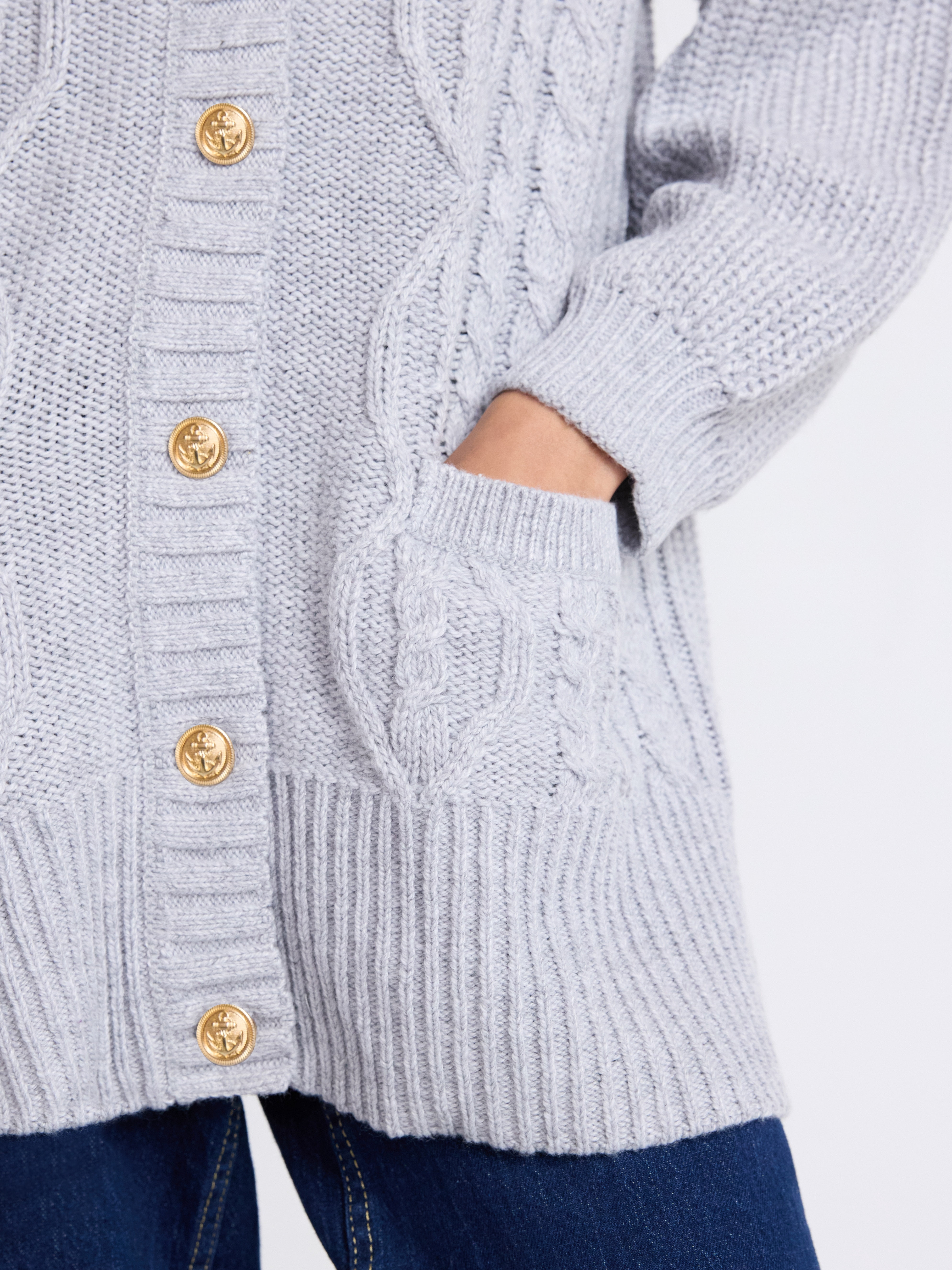 Free Assembly Women's Oversized Cable Cardigan Sweater with Long Sleeves, Midweight, Sizes XS-XXL