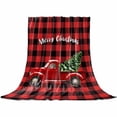 thumbnail image 2 of Merry Christmas Throw Flannel Blanket 50x60In Christmas Tree Truck Wood Grain Red Plaid Super Soft Cozy Bed Blanket, Lightweight Plush Fuzzy Bed Throw for Bedroom Sofa Couch Living Room, 2 of 4
