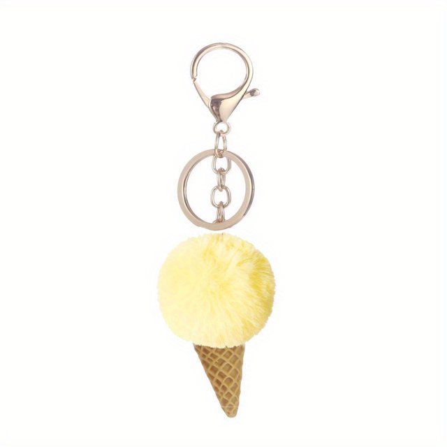 1 Unidad, Bonito Llavero De Bola De Pelo De Conejo Helado, Colgante De Bolso, Llavero De Coche De Imitación Con Personalidad, Decoración Colgante, Cadena De Bolso Femenino